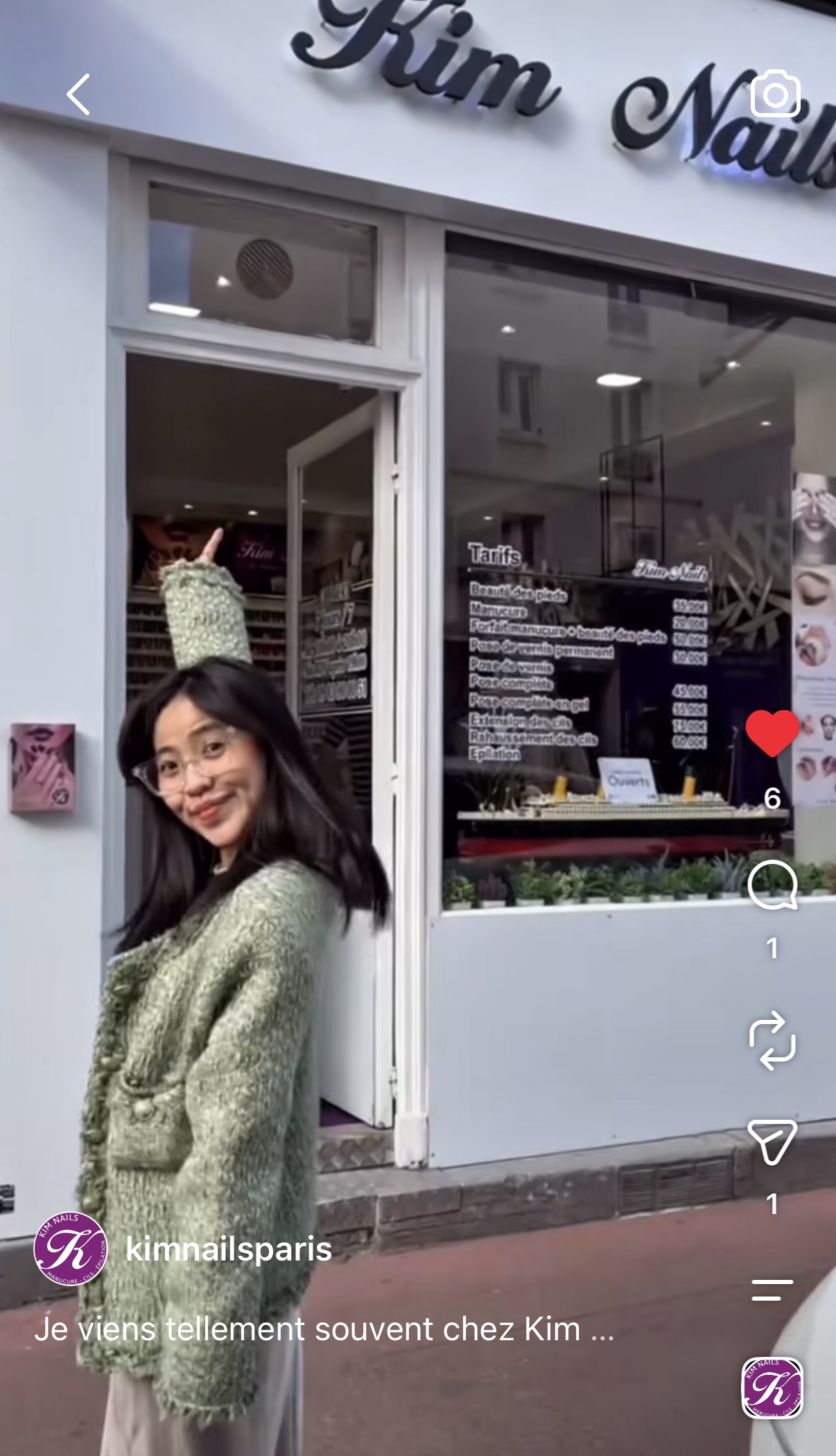 Devant le salon Kim Nails Levallois-Perret